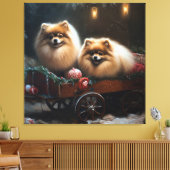 Spitz Snowy Sleigh Weihnachtsdekor Leinwanddruck (Insitu (Wohnzimmer))