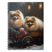 Spitz Snowy Sleigh Weihnachtsdekor Notizblock (Vorderseite)