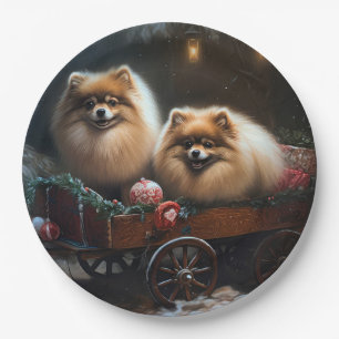 Spitz Snowy Sleigh Weihnachtsdekor Pappteller
