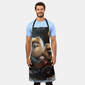 Spitz Snowy Sleigh Weihnachtsdekor Schürze (Getragen)