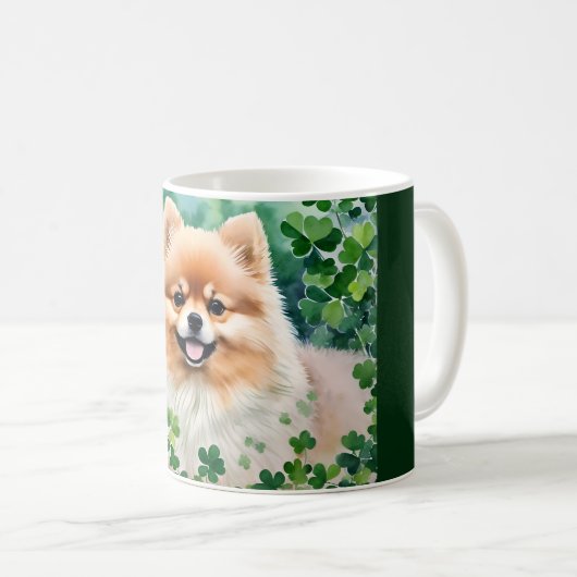 Spitz St Patrick's Day Clover Art Kaffeetasse (VorderseiteRechts)