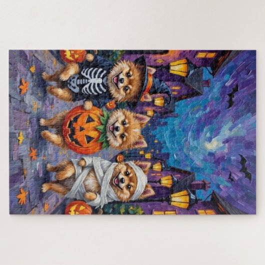 Spitz-Trick-oder-Treating in Halloween-Kostümen Puzzle (Horizontal)