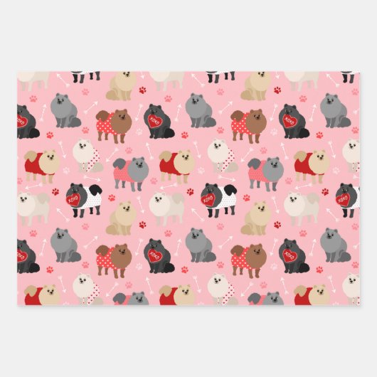 Spitz Valentine Muster Geschenkpapier Set (Vorderseite)