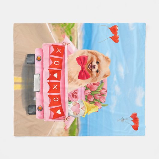 Spitz Valentinstag Fleecedecke (Vorderseite (Horizontal))