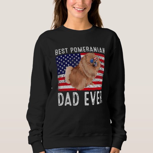 Spitz Vater US American Flag Spitz Dog O Sweatshirt (Vorderseite)