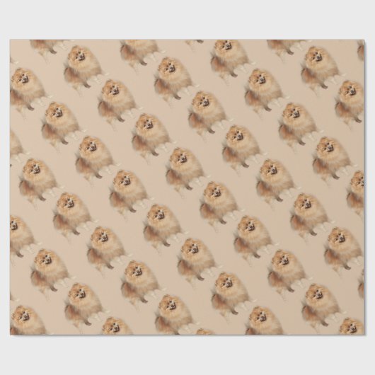 Spitz Wasserfarbe Tier Tier Geschenkpapier (Flach)