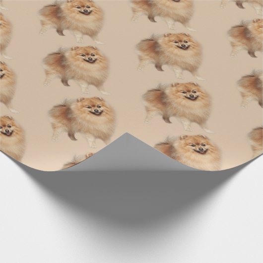 Spitz Wasserfarbe Tier Tier Geschenkpapier (Ecke)