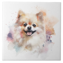 Spitz Watercolor Hund Fliese