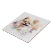 Spitz Watercolor Hund Fliese (Seite)