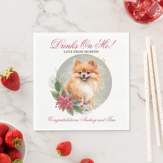 Spitz Wedding Napkins mit Hunden Foto Serviette (Beispiel)