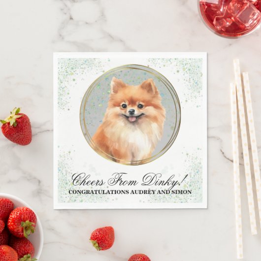 Spitz Wedding Napkins mit Hunden Foto Serviette (Beispiel)
