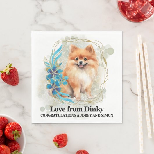 Spitz Wedding Napkins mit Hunden Foto Serviette (Beispiel)