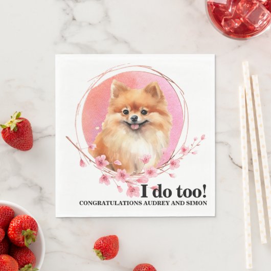 Spitz Wedding Napkins mit Hunden Foto Serviette (Beispiel)