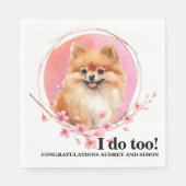 Spitz Wedding Napkins mit Hunden Foto Serviette (Vorderseite)