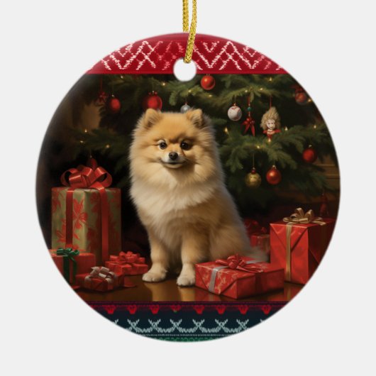 Spitz Weihnachten Keramik Ornament (Vorne)