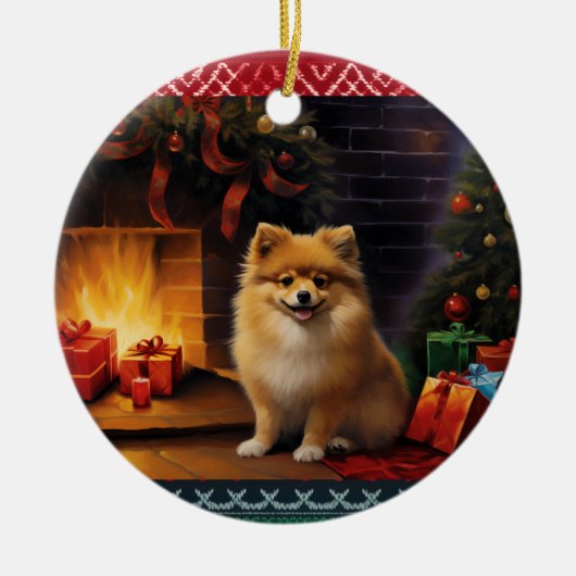Spitz Weihnachten Keramik Ornament (Vorne)