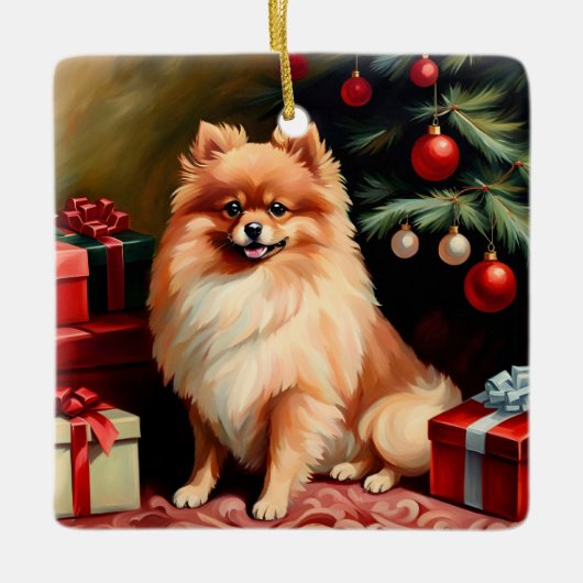 Spitz Weihnachten Keramikornament (Vorderseite)