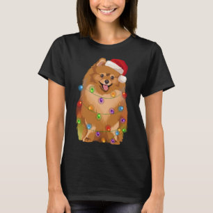Spitz Weihnachten Lichter Xmas Pom Hund Lover T-Shirt