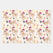 Spitz Weihnachten mit Weihnachtsmannmütze Geschenkpapier Set (Vorderseite 3)
