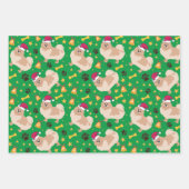 Spitz Weihnachten mit Weihnachtsmannmütze Geschenkpapier Set (Vorderseite)