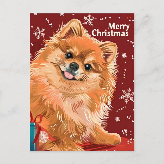 Spitz Weihnachten Postkarte (Vorderseite)