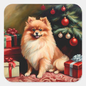 Spitz Weihnachten Quadratischer Aufkleber (Vorderseite)