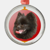Spitz Weihnachten Silbernes Ornament (Vorne)