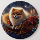 Spitz Weihnachts Feierliche Jahreszeit gebürstet Button (Vorderseite)