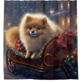 Spitz Weihnachts Feierliche Jahreszeit gebürstet Duschvorhang (Vorderseite)