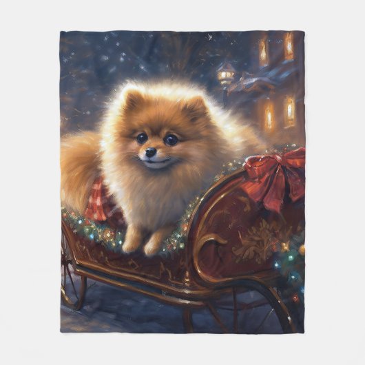 Spitz Weihnachts Feierliche Jahreszeit gebürstet Fleecedecke (Vorderseite)