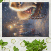 Spitz Weihnachts Feierliche Jahreszeit gebürstet Geschirrtuch (Gefaltet)