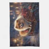 Spitz Weihnachts Feierliche Jahreszeit gebürstet Geschirrtuch (Vertikal)