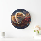 Spitz Weihnachts Feierliche Jahreszeit gebürstet Große Wanduhr (Zuhause)