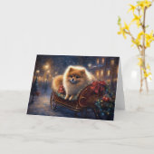 Spitz Weihnachts Feierliche Jahreszeit gebürstet Karte (Gelbe Blume)