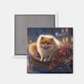 Spitz Weihnachts Feierliche Jahreszeit gebürstet Magnet (Vorderseite/Rückseite)