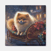 Spitz Weihnachts Feierliche Jahreszeit gebürstet Magnet (Vorne)