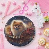 Spitz Weihnachts Feierliche Jahreszeit gebürstet Pappteller (Party)