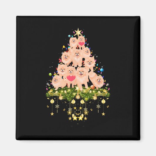 Spitz Weihnachts-Hund Tree Lights Holiday Pomer Magnet (Vorne)