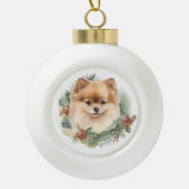 Spitz Weihnachtsfest Keramik Kugel-Ornament (Vorderseite)