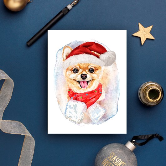Spitz Weihnachtsgeschenke für Hunde Feiertagspostkarte