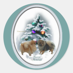 Spitz-Weihnachtsgeschenke Runder Aufkleber
