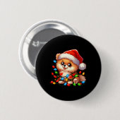 Spitz Weihnachtslicht Hund Funny Xmas Button (Vorne & Hinten)
