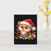 Spitz Weihnachtslicht Hund Funny Xmas Karte (Gelbe Blume)