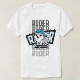 Spitz Welpe, die auf einem Skateboard reitet T-Shirt