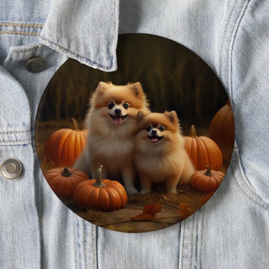 Spitz Welpe Herbst Kürbis Button (Beispiel)