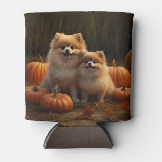 Spitz Welpe Herbst Kürbis Dosenkühler (Vorderseite)