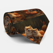 Spitz Welpe Herbst Kürbis Krawatte (Gerollt)