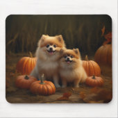 Spitz Welpe Herbst Kürbis Mousepad (Vorne)