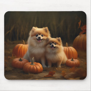 Spitz Welpe Herbst Kürbis Mousepad