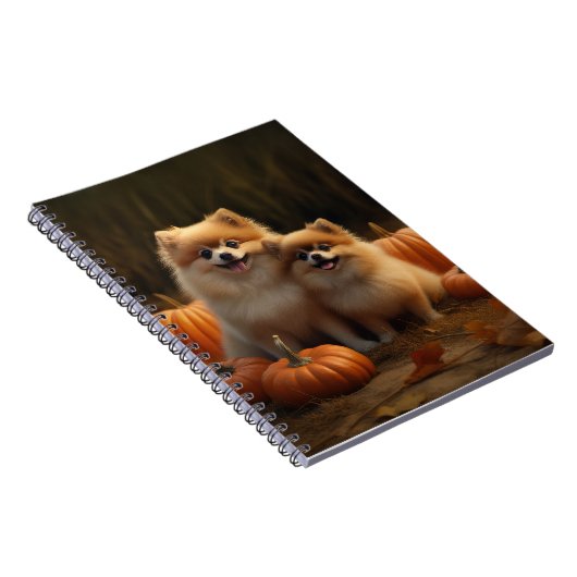 Spitz Welpe Herbst Kürbis Notizblock (Rechte Seite)
